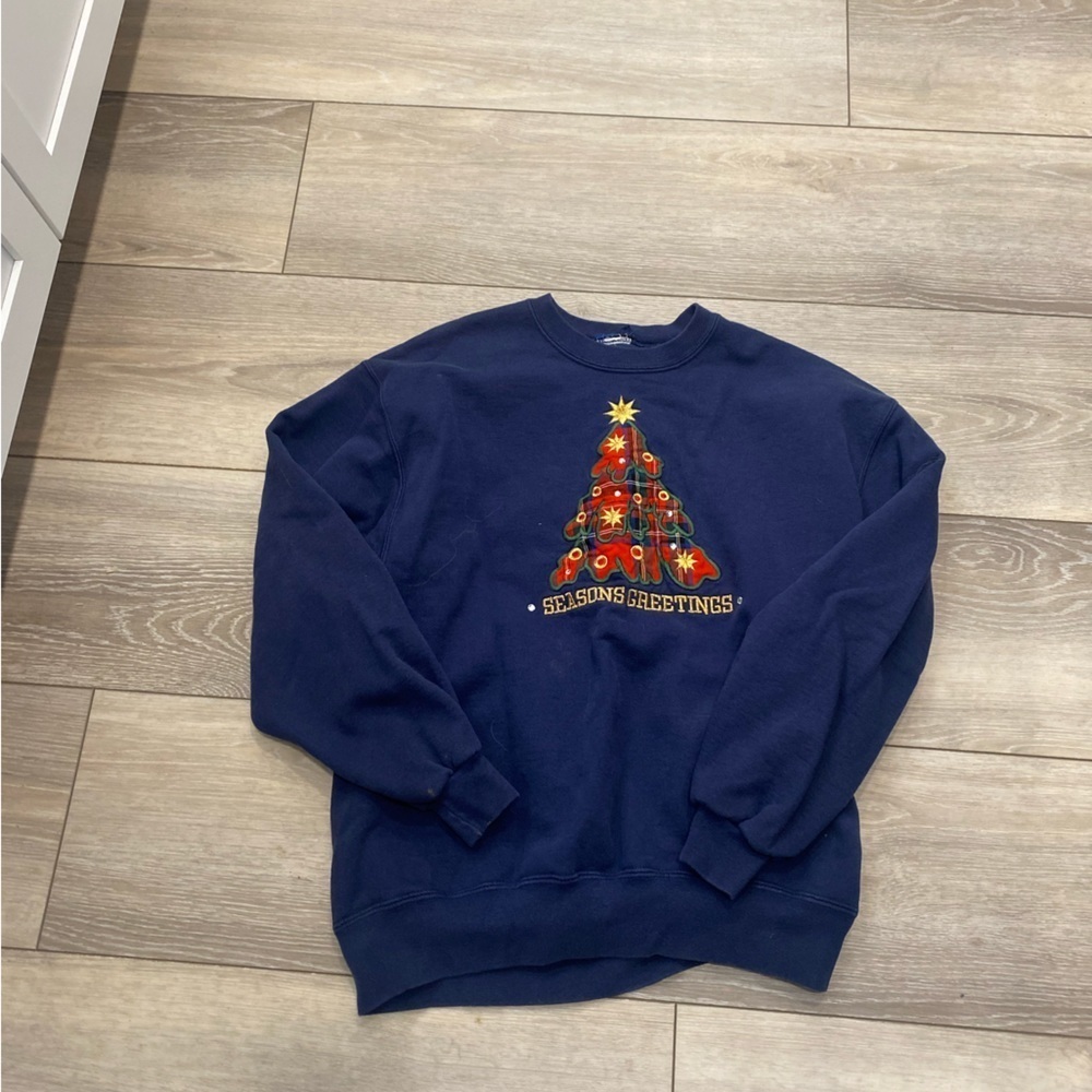 Vintage Christmas Plaid Tree Crewneck Sweater